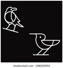Flying Bird Shapes line Art