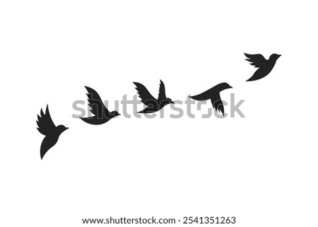 Flying Bird Silhouette icon. Sequence of Bird in Motion