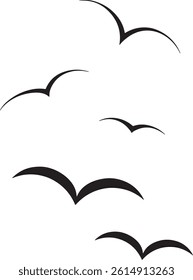 Flying Bird silhouette icons set.