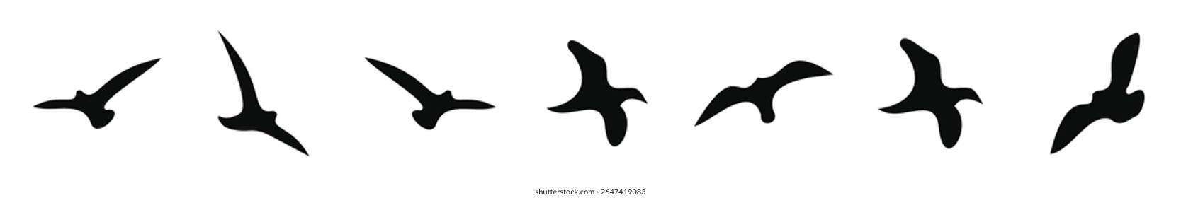 Flying Bird Silhouette Icons Set, can be used for business designs, presentation designs or any suitable designs.