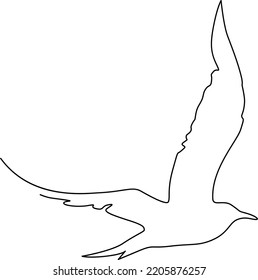 Línea de silueta de ave voladora. Dibujo continuo de líneas. Ilustración vectorial.