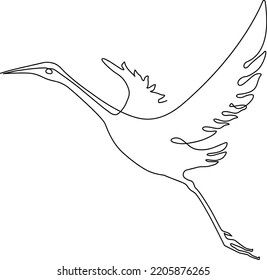 Flying bird Silhouette line. Continuous line drawing. Vector illustration.