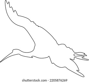 Flying bird Silhouette line. Continuous line drawing. Vector illustration.