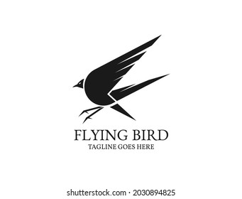Flying bird silhouette for logo with bird identity