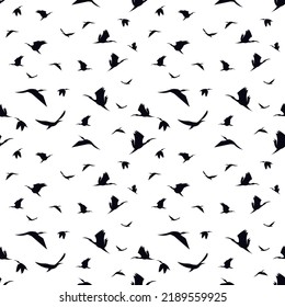 flying bird silhouette seamless pattern, bird background