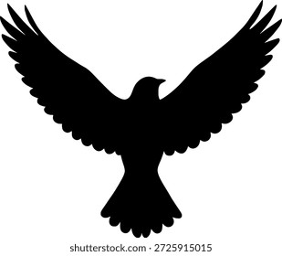 Flying Bird Silhouette with Spread Wings