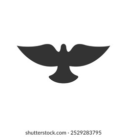 Flying bird in silhouette style vector illustration, flying bird flat vector in solid black color
