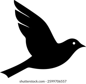 Flying Bird Silhouette Vector Art Illustration