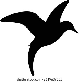 Flying Bird Silhouette Vector - Elegant Black Minimalist Design for Nature, Wildlife, and Freedom Themes