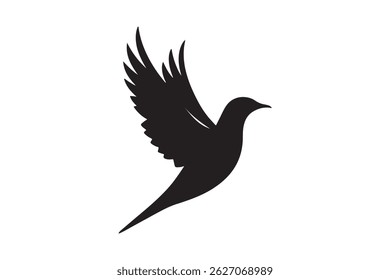 Flying Bird Silhouette Vector Elegant Dove Symbol Design Illustration