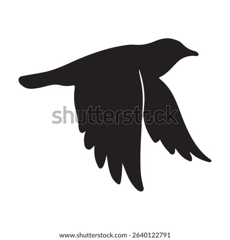 Flying bird silhouette vector icon illustration isolated on white background.