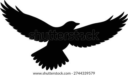 Flying bird silhouette vector icon freedom symbol