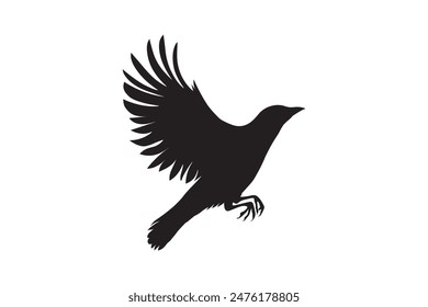 Ilustración vectorial de silueta de ave voladora.