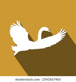 Flying Bird Silhouette Vector Illustration – Swan, Goose, or Duck in Simple Silhouette Style for Icon or Wallpaper, Editable EPS