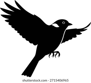 Ilustración vectorial de silueta de pájaro volador para conceptos de libertad y diseños de logotipos de viajes de naturaleza salvaje.