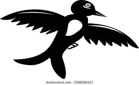 Flying bird silhouette vector style with white background.