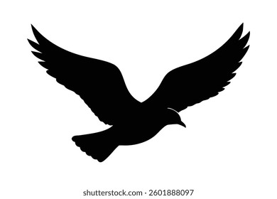 Flying Bird Silhouettes Set – Black Vector Illustration of Birds in Flight