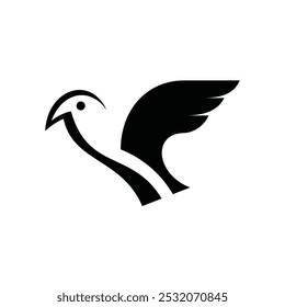 Flying Bird Simple Logo Design Vector
