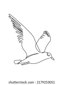 flying bird single continuous line art vector design decoration illustration