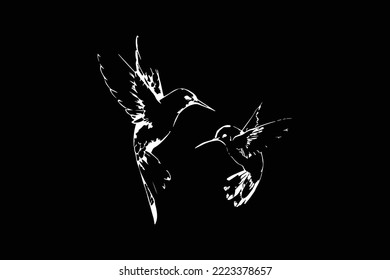 Flying Bird In The Sky Black And White Line Art Style, Download this Artwork and Choose The Enhanced License for More Usability