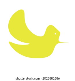 FLYING BIRD WITH SQUARE HEAD IN YELLOW COLOR