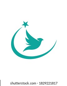 flying bird and star logo icon vector