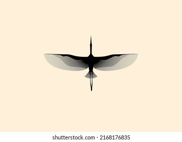 Flying bird stork silhouette logo or icon design template isolated on white background.