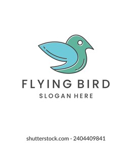 Flying bird style logo icon design template flat vector