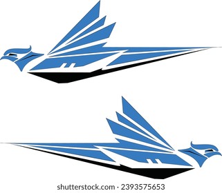 Flying bird style sticker.Decals for Car truck mini bus modify Motorcycle. Racing Vehicle Graphics kit isolated vector design race elegant stripes