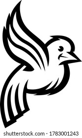 Flying bird in stylized wavy line art style