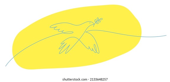 Flying bird as a symbol of peace. Support Ukraine. No war sign. Simple line drawing. Vector illustration.