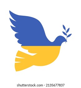 Flying bird as a symbol of peace. Support Ukraine. Vector illustration. Flat vector illustration