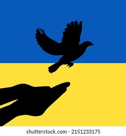 The flying bird is a symbol of peace. support ukraine. vector