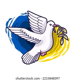 Flying bird as a symbol of peace. Support Ukraine. No war sign. Vector color illustration.