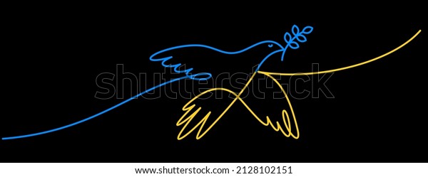 Flying bird as a\
symbol of peace. Support Ukraine. No war sign. Simple line drawing.\
Vector illustration.