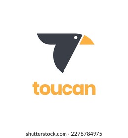 flying bird toucan beak wings geometric modern logo design vector