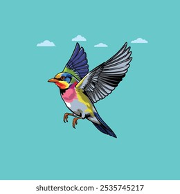 A flying bird vector art illustration.