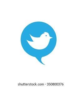 flying bird vector chat or talk button icon for websites and mobile apps