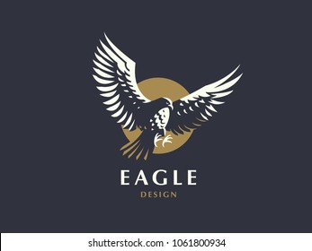 The flying bird. Vector emblem.