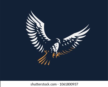 The flying bird. Vector emblem.