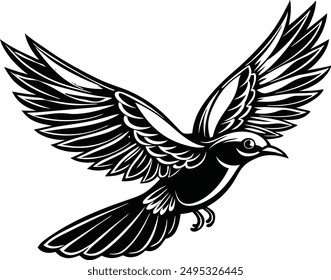 flying bird vector hand drawn sketch illustration