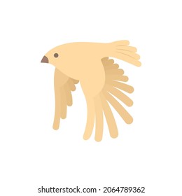 Flying bird vector illustration. Flying bird drawing in simple cartoon style. Part of set.