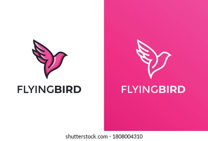 Flying Bird vector illustration Logo - Colorful & minimalist- Commercial useable & Fully Editable