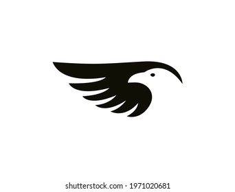 Flying bird vector logo. Elegant bird, eagle, hawk, vector logotype design. Universal premium falcon wing symbol.