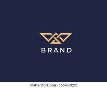 Flying Bird vector logo. Luxury bird, eagle, hawk, vector line logotype design. Universal premium falcon wing symbol logotype.