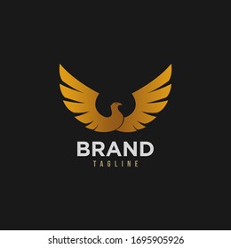 Logo del vector de aves voladoras. Ave de lujo, águila, halcón, diseño de logotipo de línea vectorial. Logotipo de símbolo universal de ala halcón premium.