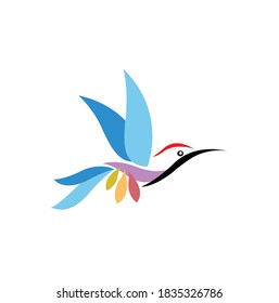 Flying Bird vector logo. Luxury bird, eagle, hawk, vector line logotype design. 