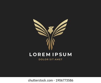 Fliegendes Vogelvektor-Logo. Luxusvogel, Adler, Falken, Vektorlogotype-Design. Universeller Premium-Falcon-Flügelsymbol-Logotyp.