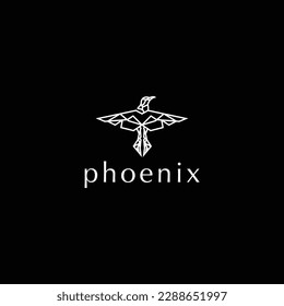 Flying Bird vector logo. Luxury bird, eagle, hawk, vector line logotype design