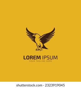 Flying Bird vector logo. Luxury bird, eagle, hawk, vector line logotype design. Universal premium falcon wing symbol logotype.